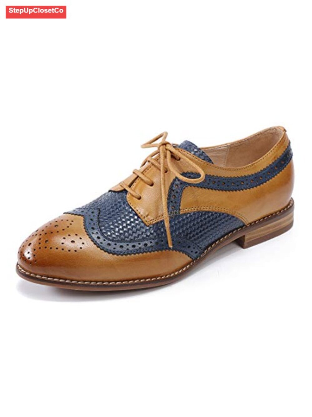 Women's Leather Oxfords Lace Up Brogue Wingtip Shoes